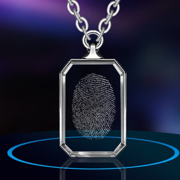 Rectangle Fingerprint Necklace Crystal